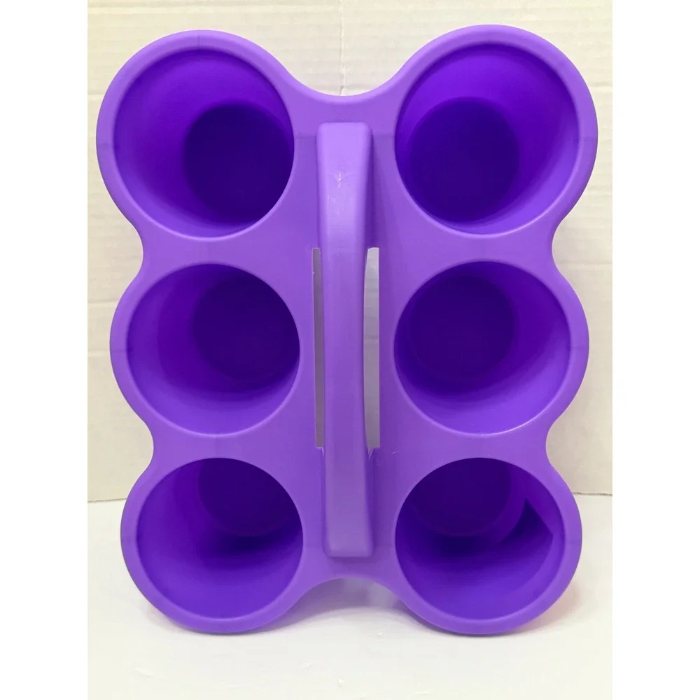 Teaching Tree Purple Plastic Cup Caddy 6 Holes Classroom Art Supply Organizer